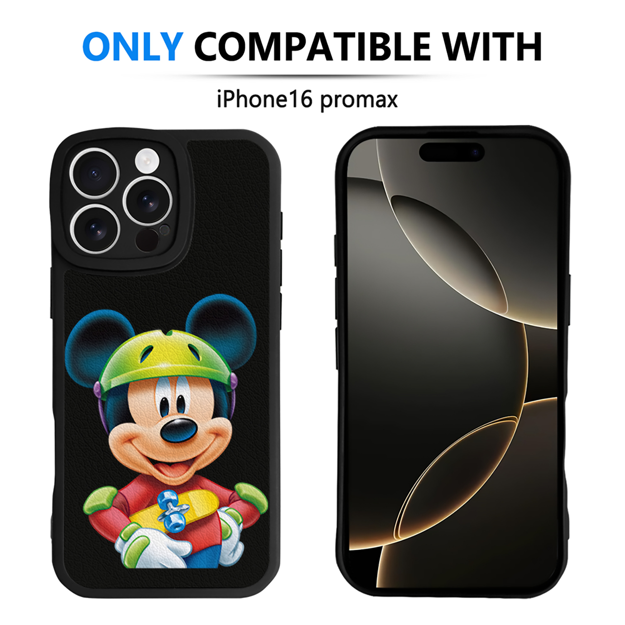 （画像用） ミッキーマウス Mickey Mouse 【iPhone 16シリーズ対応】シリコンスマホケース（レザー調） 材質：シリコン